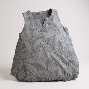 Cable & Gauge Women's Blue Leaf Print Sleeveless Top Size L‎